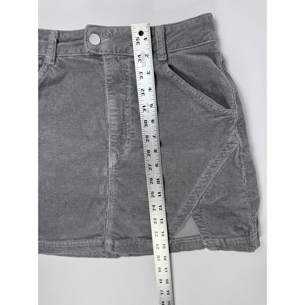Pilcro Anthropologie Corduroy Mini Skirt Size 4 Gray Cotton‎ Modal Blend Fall